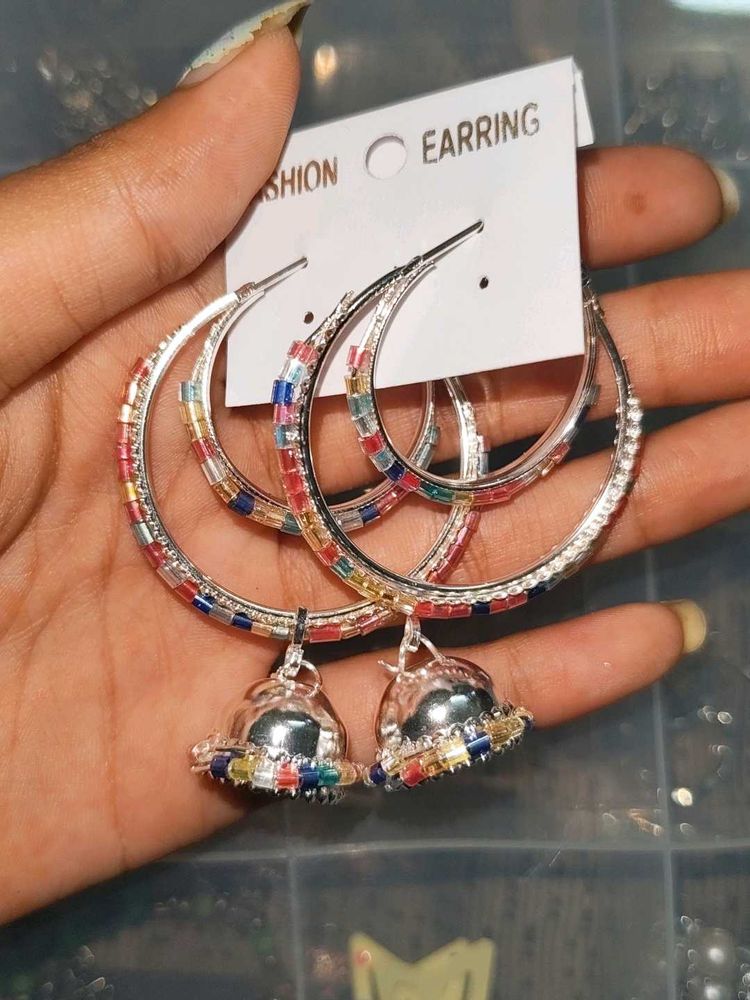 Multi Colour Earing With Ring