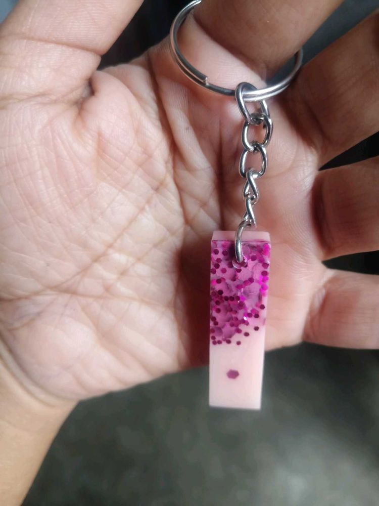 Cute Pink Glitter Keychain