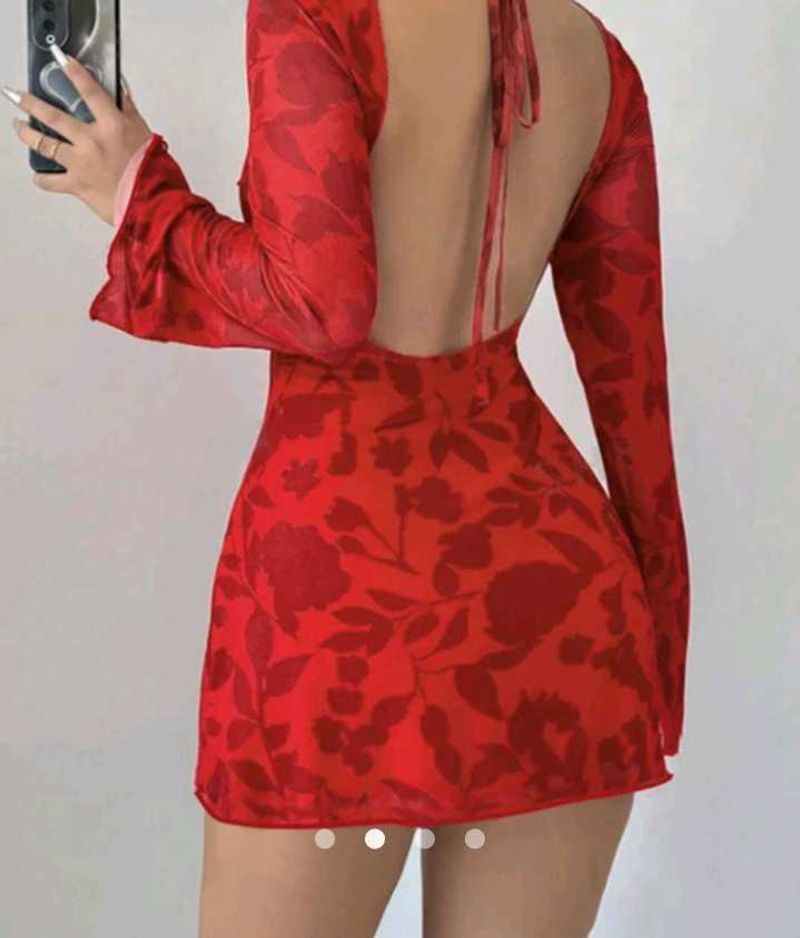 Red Floral Mini Dress