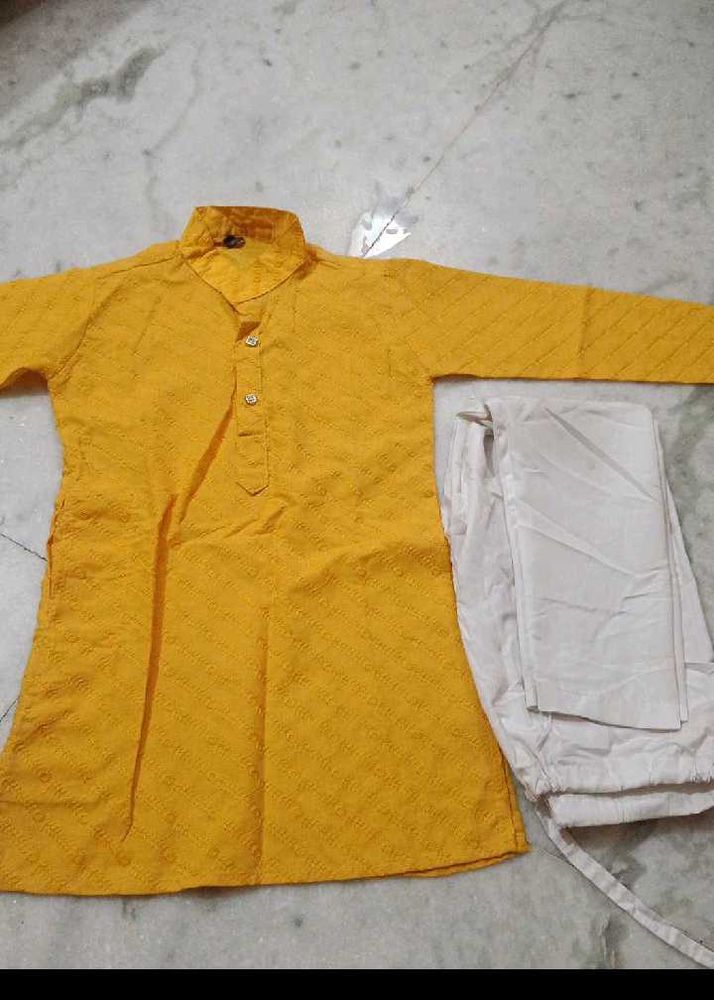 Boys' Yellow Kurta Pajama Set