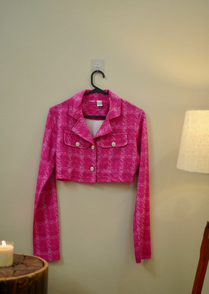 Pink Cropped Blazer