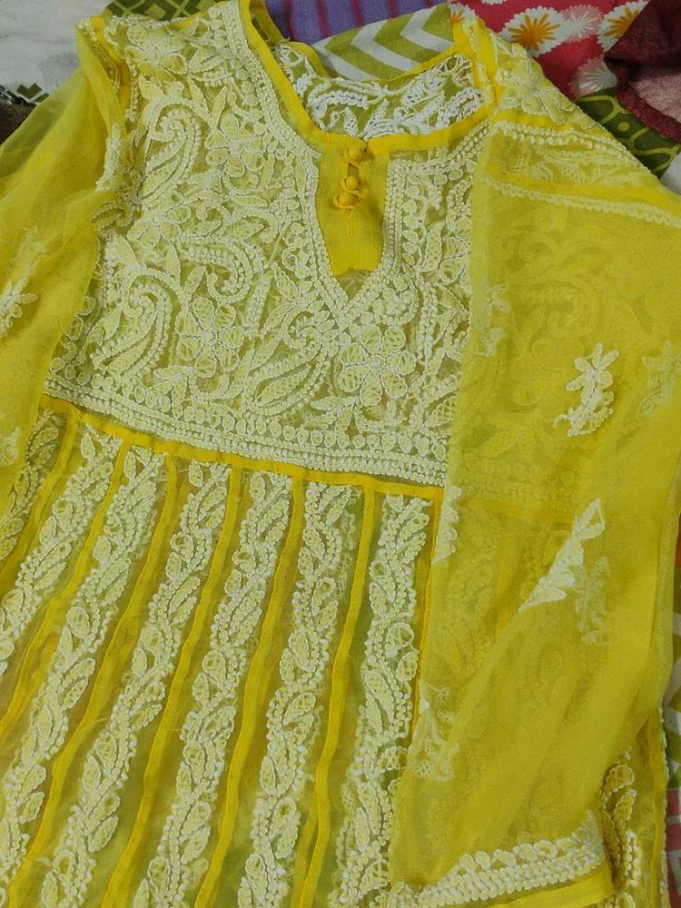 handwork chikankari anarkali