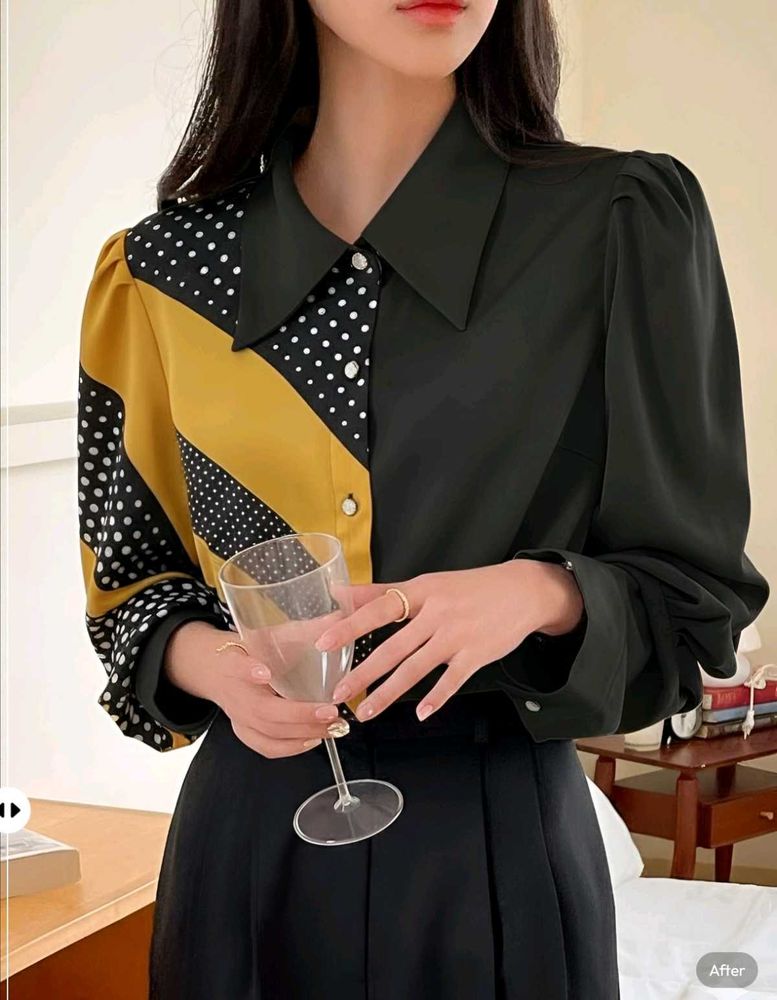 New with tag Pinterest Chic Two-Tone Polka Dot Blo