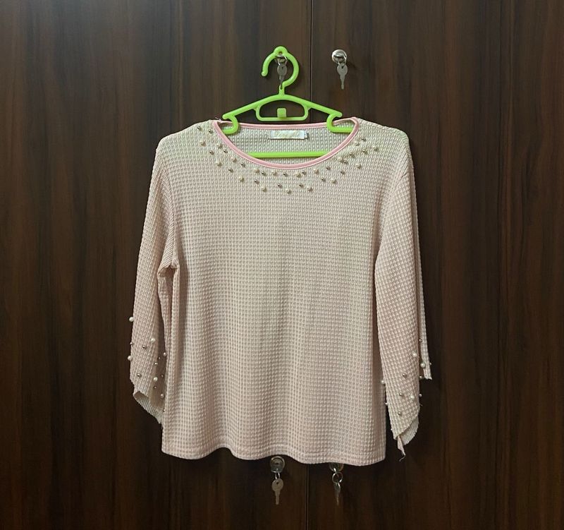 Pink Pearl Embellished Top