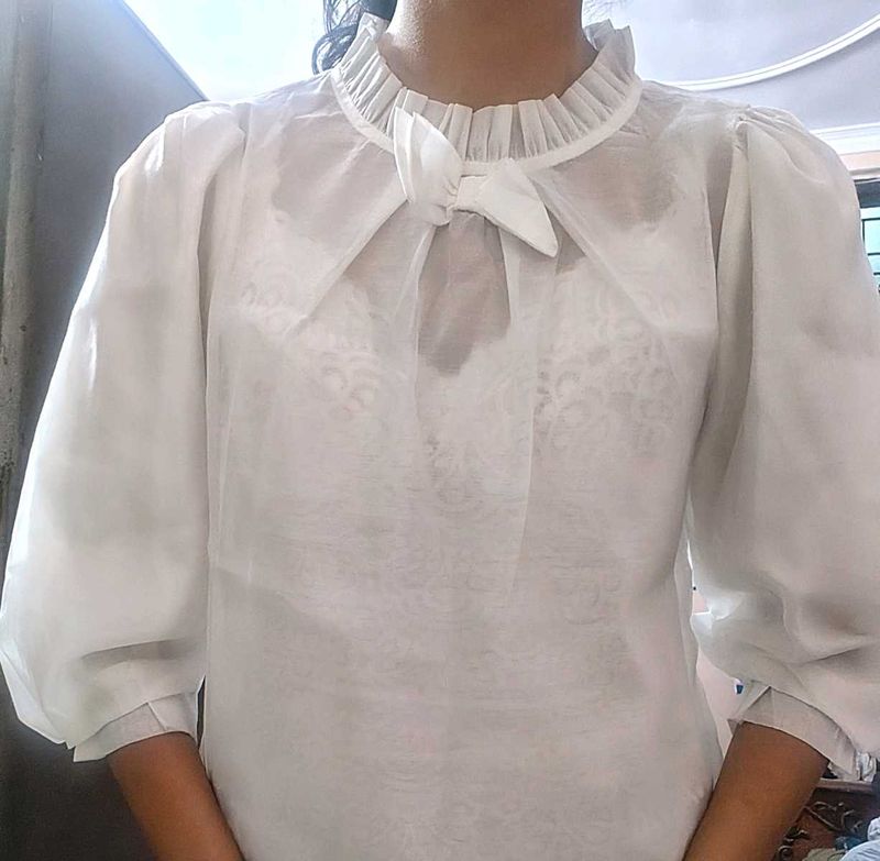 Organza Transparent White Top