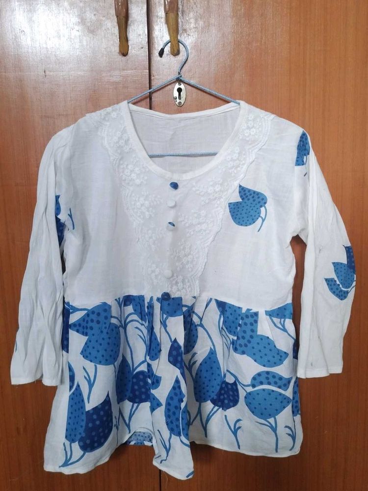 Floral White Shot Kurti