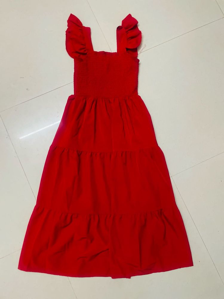Red Ruffled Tiered Dress