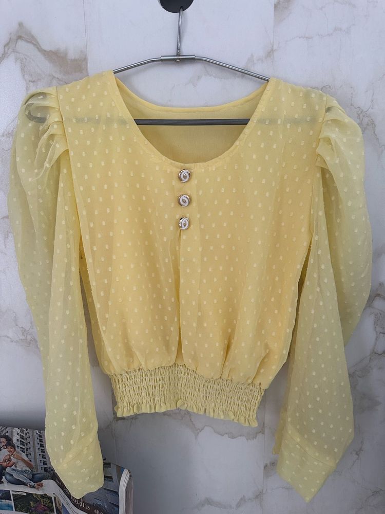 Simple Yellow Top For Casual Wear