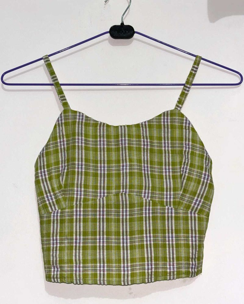 Fresh &amp; Chic Green Checked Crop Top