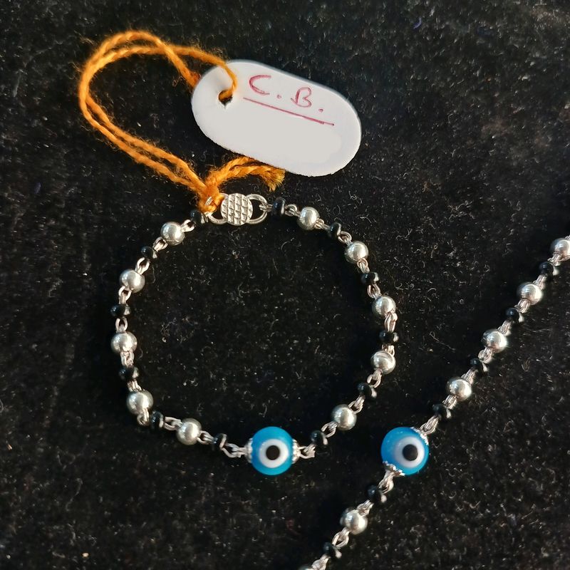 Real Silver Evils Eye 🧿 Baby Bracelet (Nazariya)