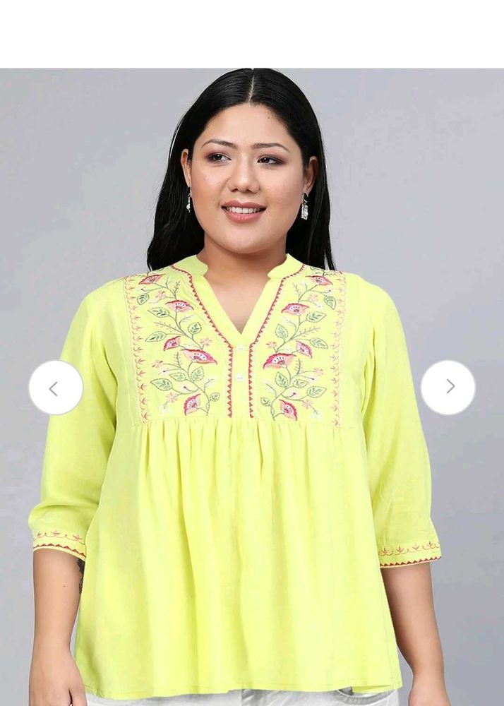 Yellow Embroidered Top