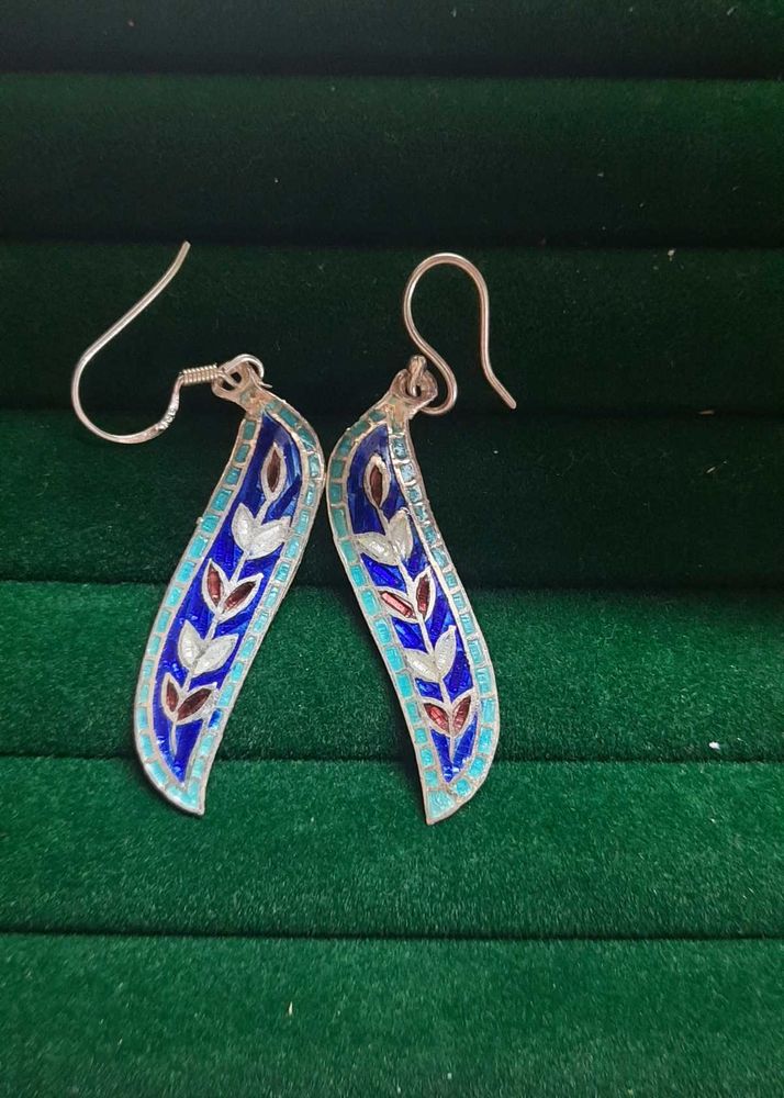 92.5 Silver Meenakari Earrings