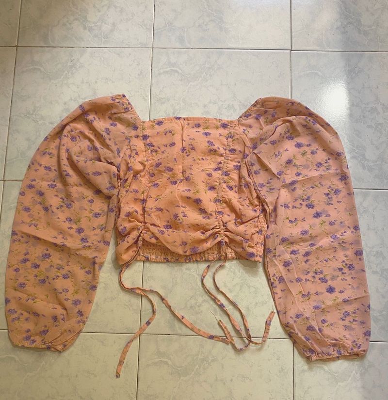 Floral Print Puff Sleeve Top