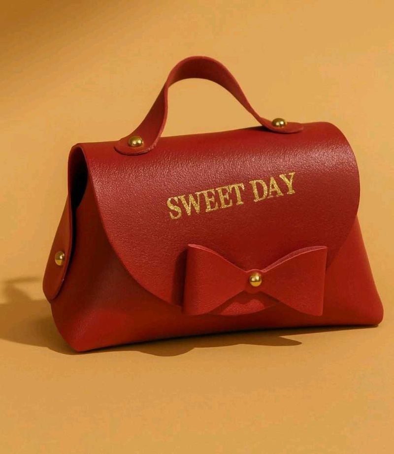 Cute Red Faux Leather Handbag