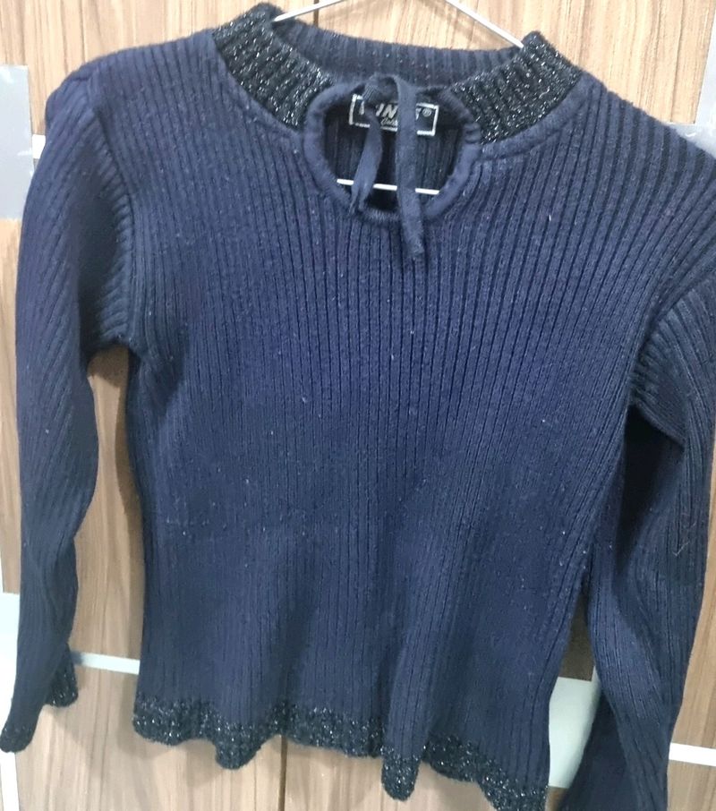 Girlish  Sweater With Attractive  Neck Design