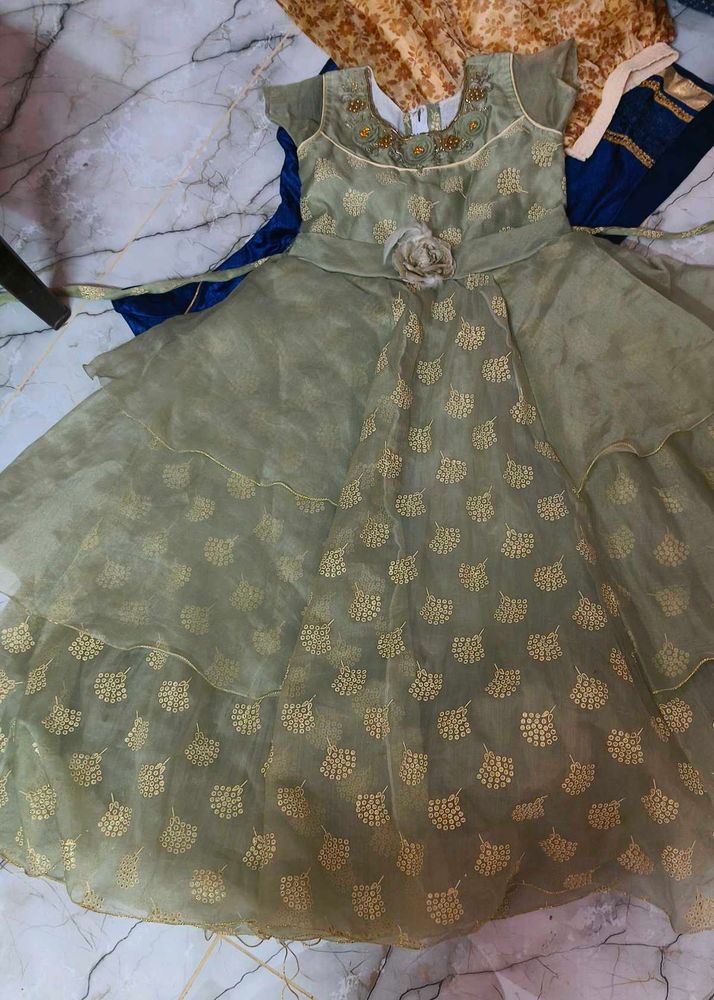 New Dusky Green Long Frock .