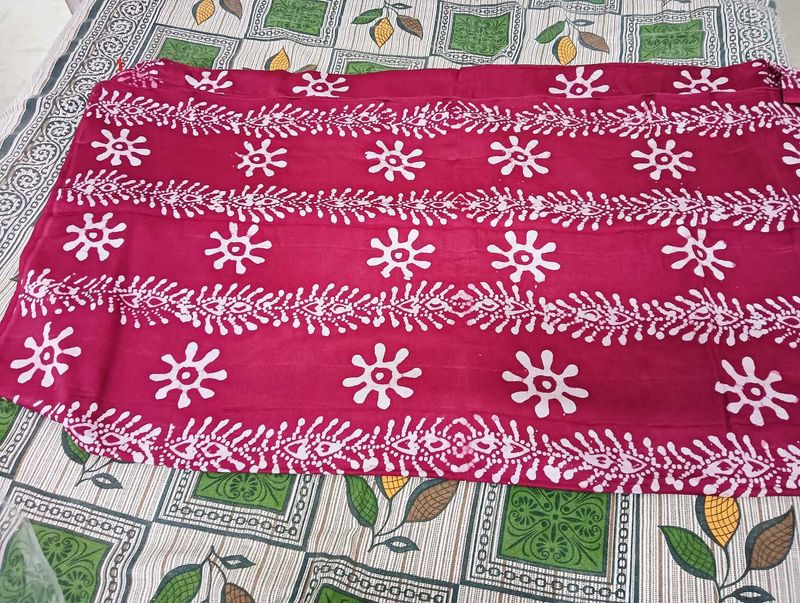 Burgundy &amp; White Print Fabric
