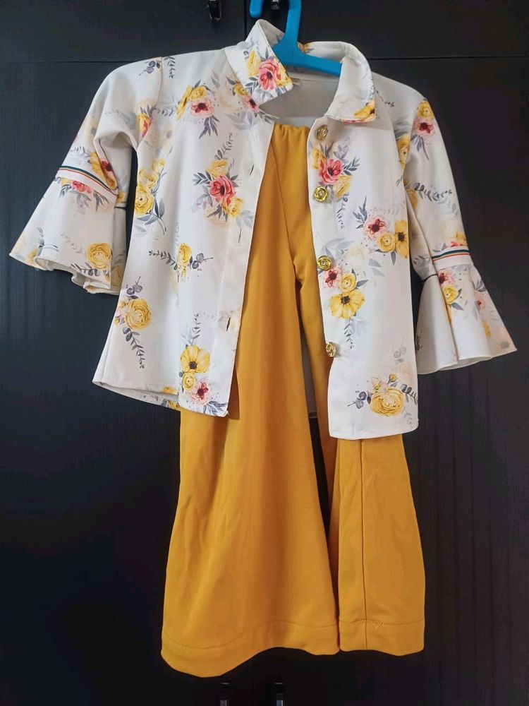 Girls Plazo Pant With Cream Color Top