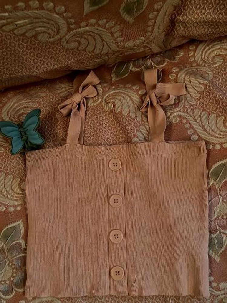 Cute Button-Down Tie Strap Tank