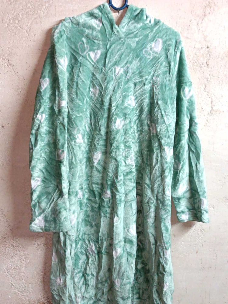 PLUS SIZE Fleece Upper Long Hoodie Night Wear