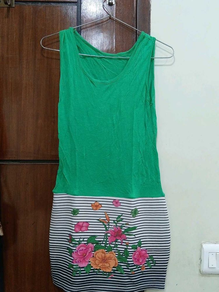 Green Floral Mini Dress