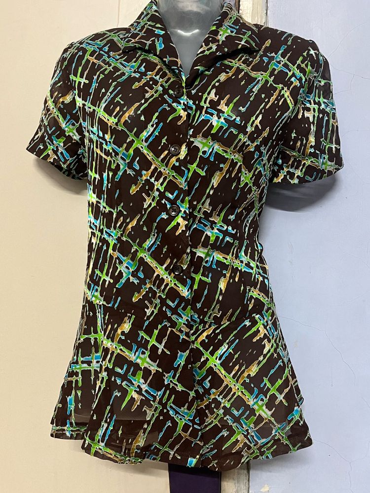 Patterned Short Sleeve Top