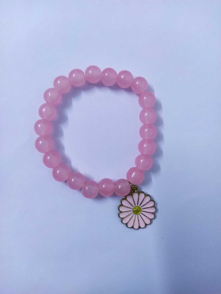 Pink Daisy Beaded Bracelet