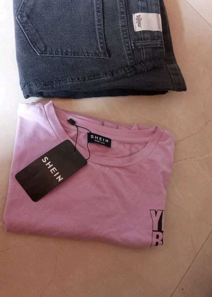Shein T-Shirt &amp; Rodaster Bootcut Jeans Set