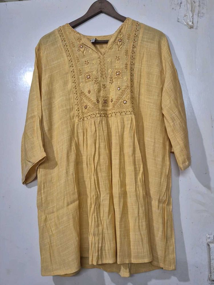Yellow Embroidered Kurta