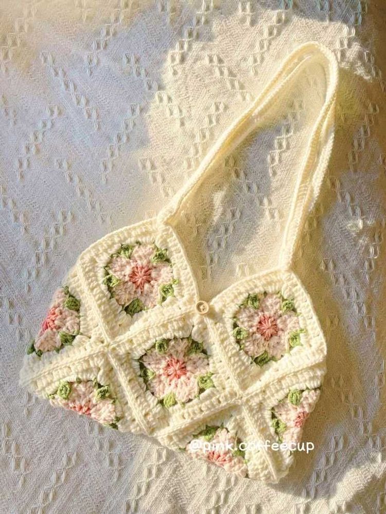 Floral Crochet Shoulder Bag