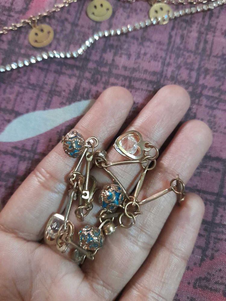 Gold toned Charm Bracelet Set Of 3