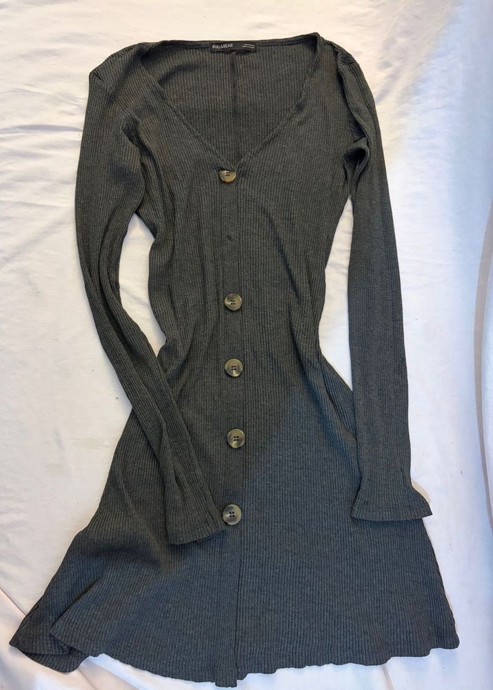 Pull&amp;Bear Ribbed Button-Down Dress