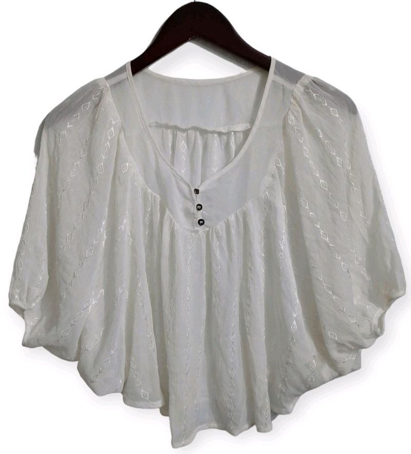 Etam White Flutter Sleeve Blouse