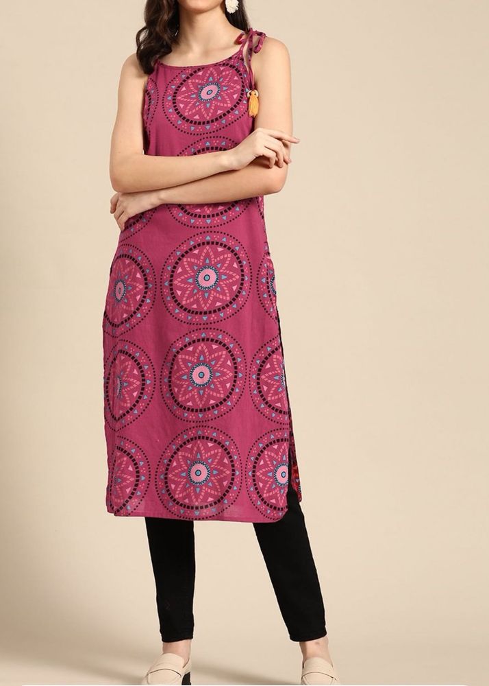 Magenta Print Tie-Strap Tunic