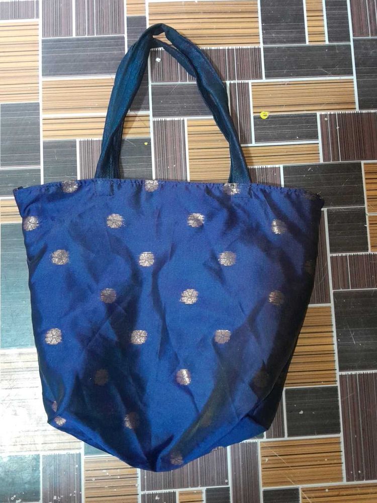 Elegant Blue Floral Tote Bag