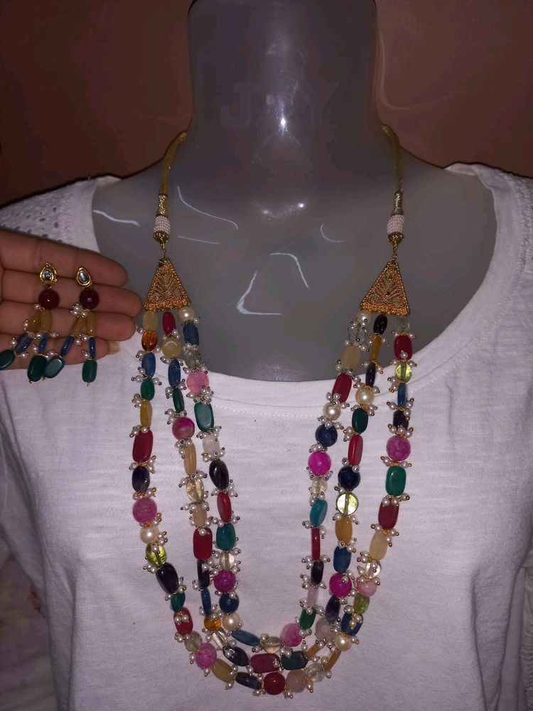 3 layer stone work Necklace