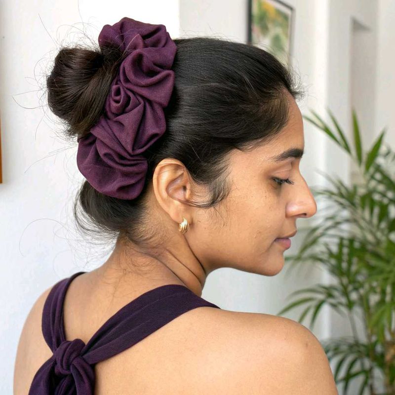 Satin Silk Purple Scrunchie