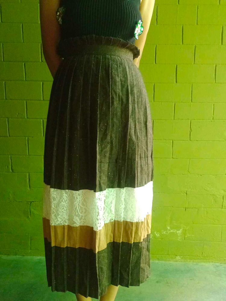 Vintage High-waist Pleated Skirt