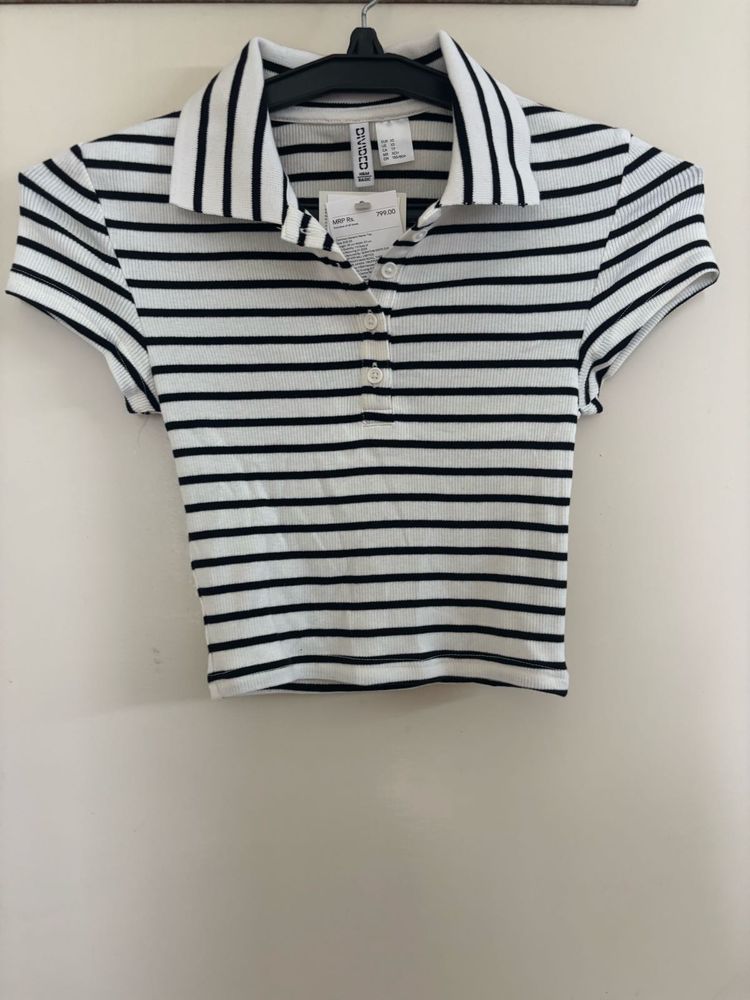 H&amp;M RIBBED POLO T-SHIRT