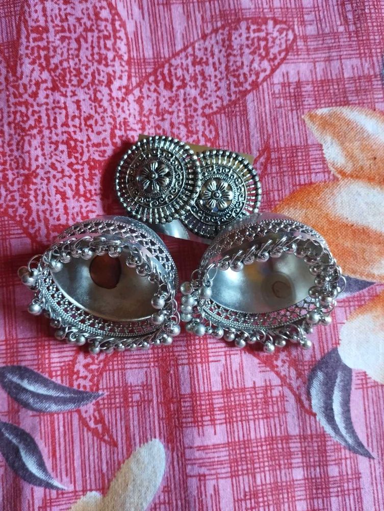 Silver Jhumka Earrings