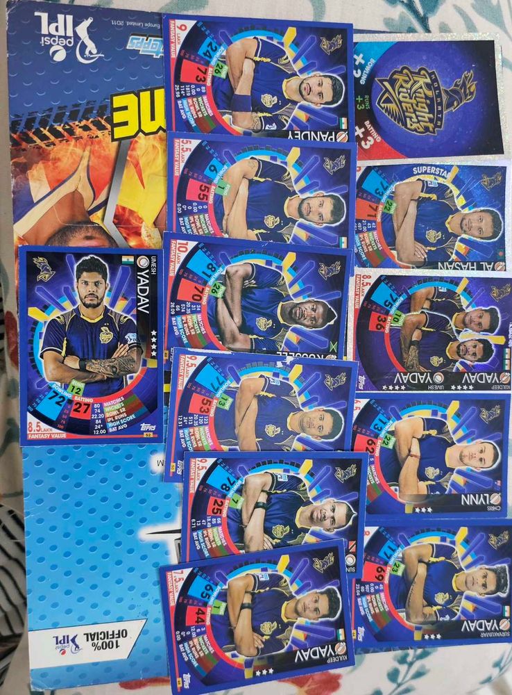 Topps Cricket Attax 2017 KKR Team Set