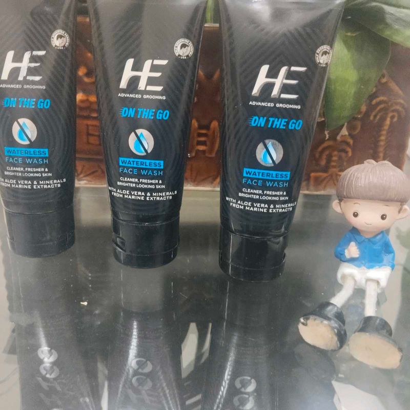 He On The Go Waterless Face Wash 50 gm 3 Pieces