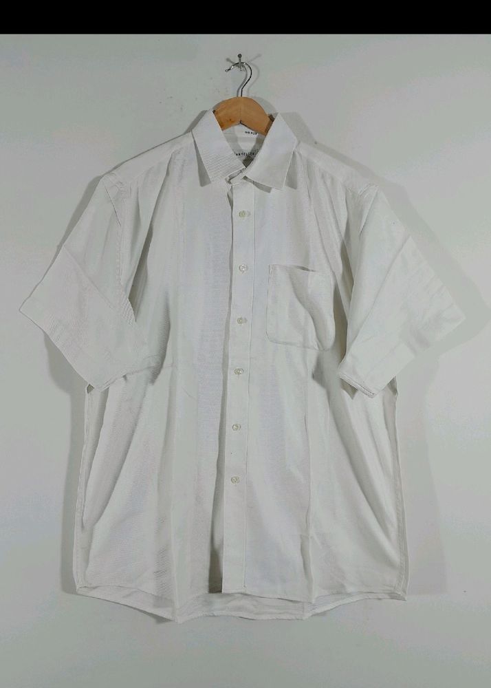 100% Cotton Van Heusen White Shirt With Texture