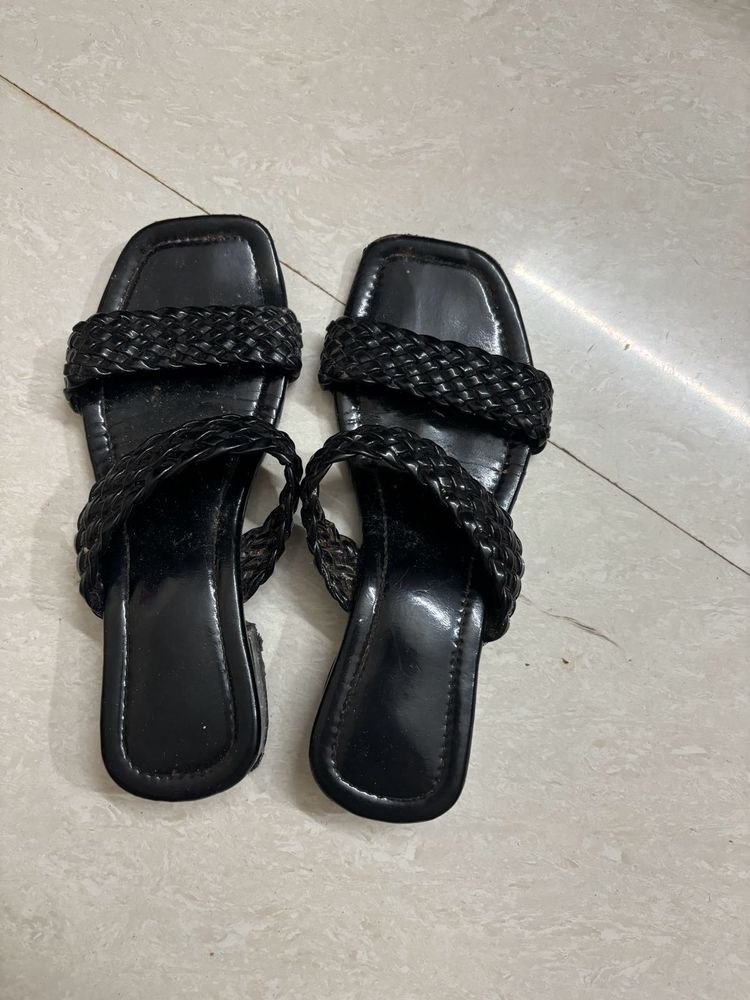 Black Braided Sandals - Size [Your Siz