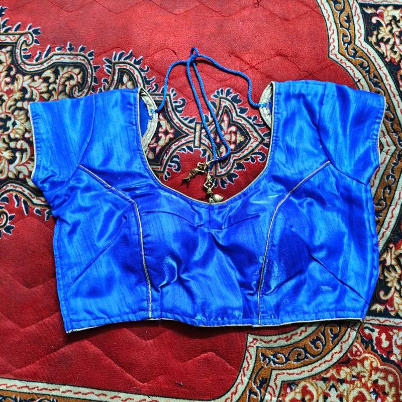 Royal Blue Readymade Saree Blouse