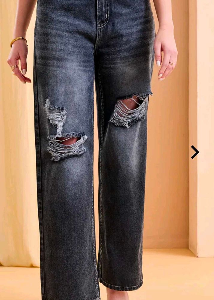 Ripped Wide Leg Jeans