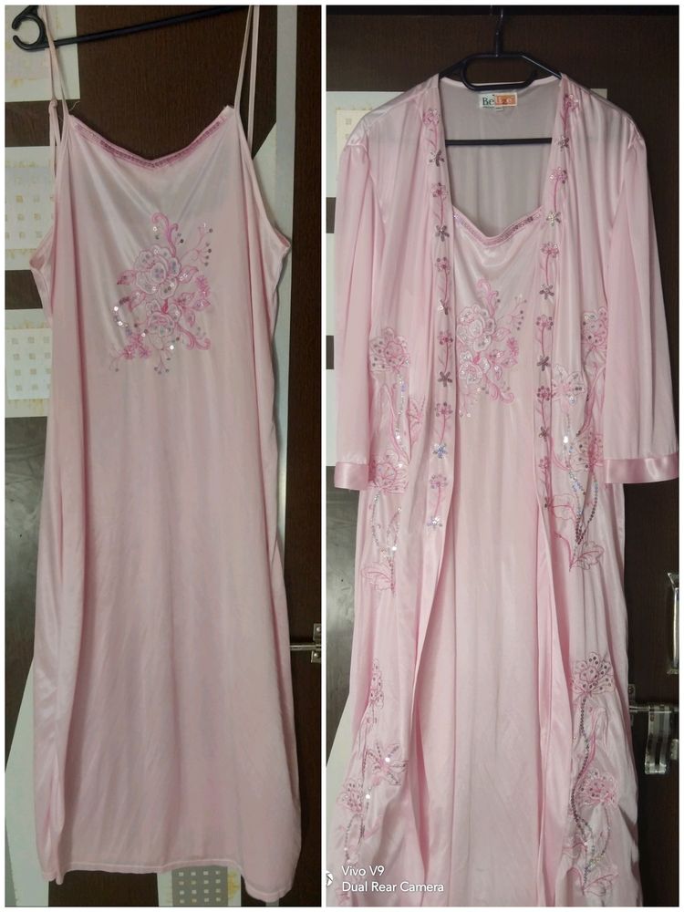 Embroidred 2 Pcs Night Dress