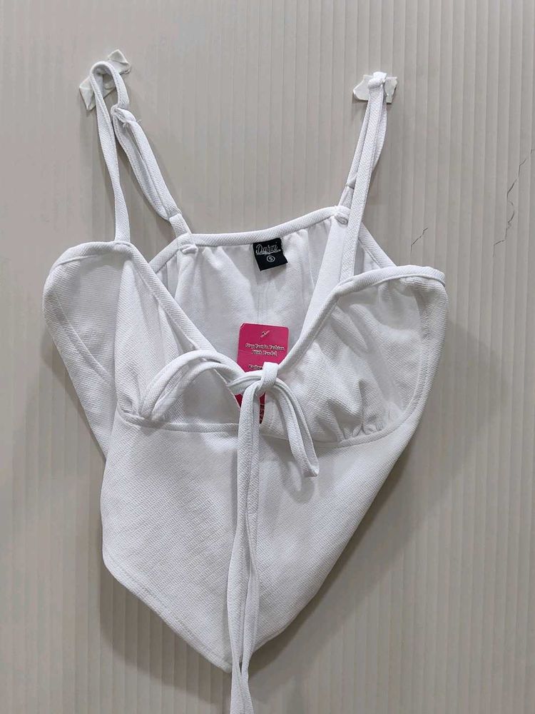 Cute White Tie-Front Tank Top