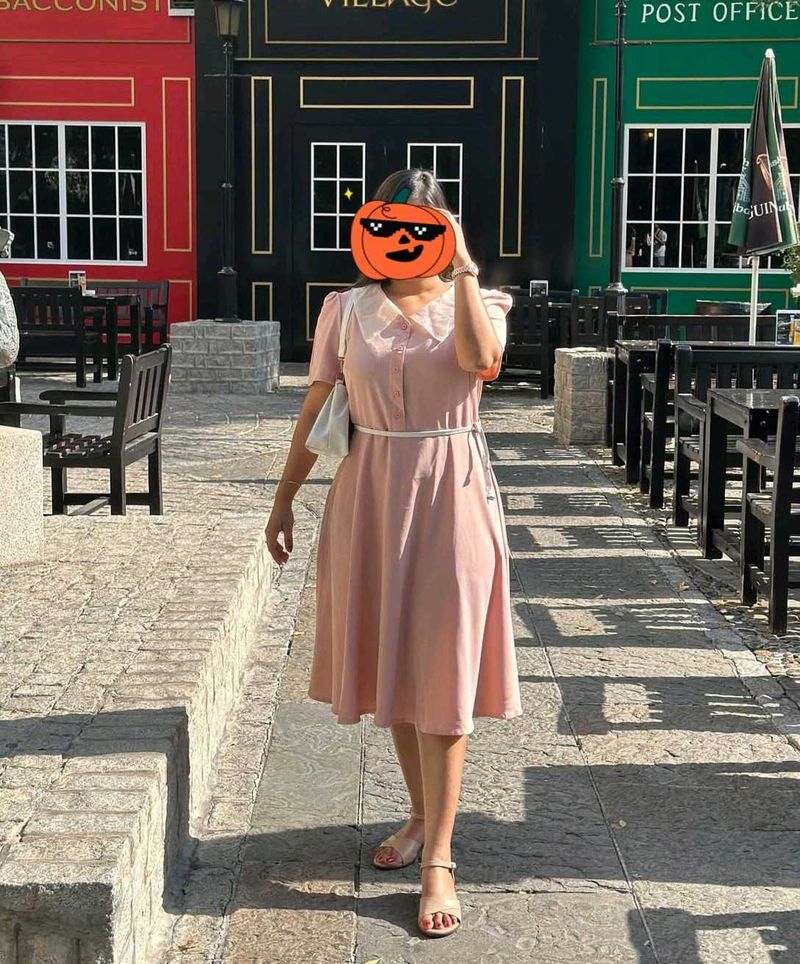 Korean Peach Dress (Belt Not Available)