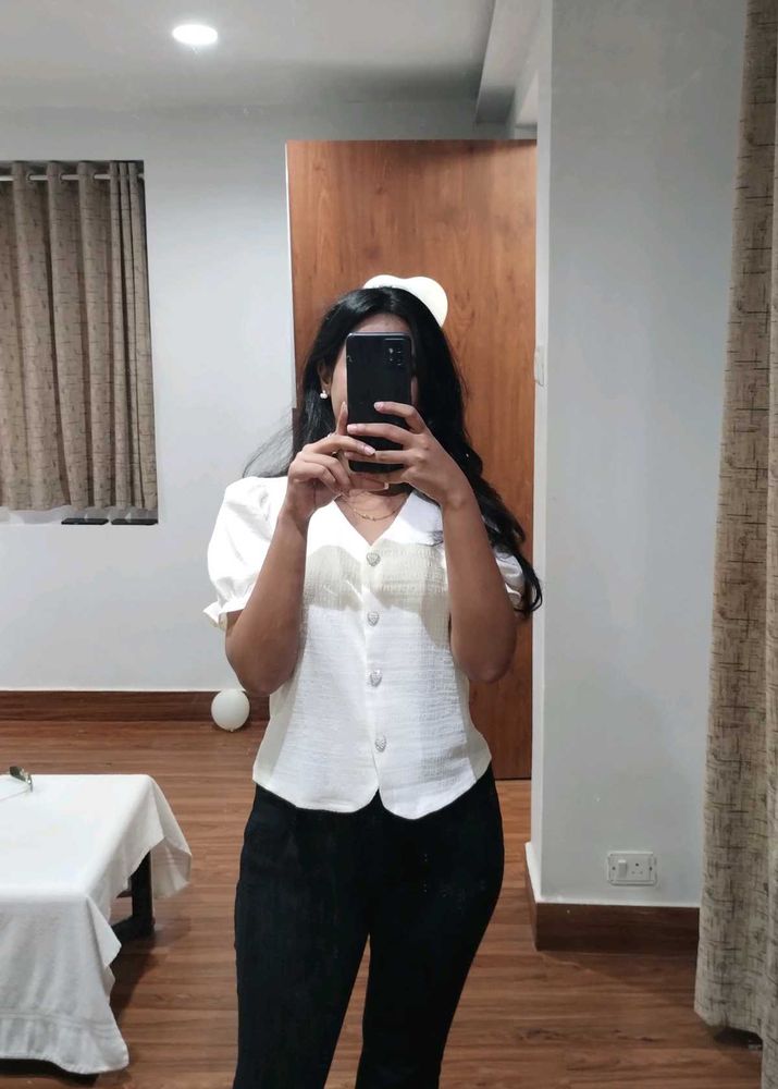 Chic White Button-Down Top